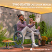 Outsunny Fir Wood Love Seats with Wheel-Shaped Armrests, Large Load-Bearing Chair, Grey – view 4