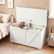 HOMCOM 100L Home Storage Box, with Safety Hinge - White Wood-Effect – view 8