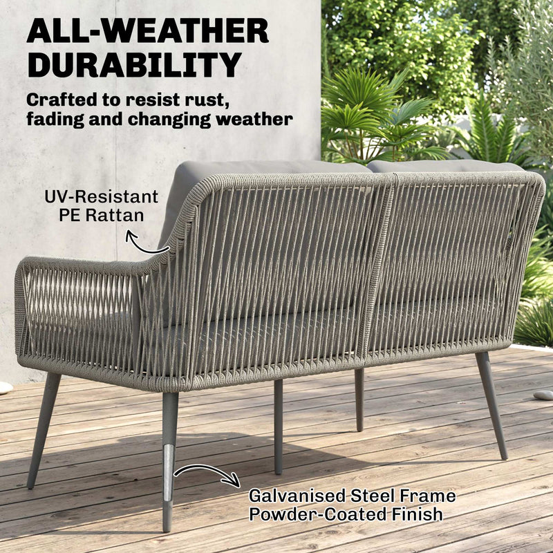 4-piece wide-seat rattan set, light grey – image 6