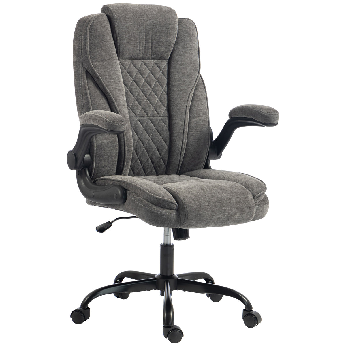 HOMCOM Office Chair, Ergonomic Desk Chair with Flip-up Armrest, Pocket Springs, Swivel Wheels, Adjustable Height, Dark