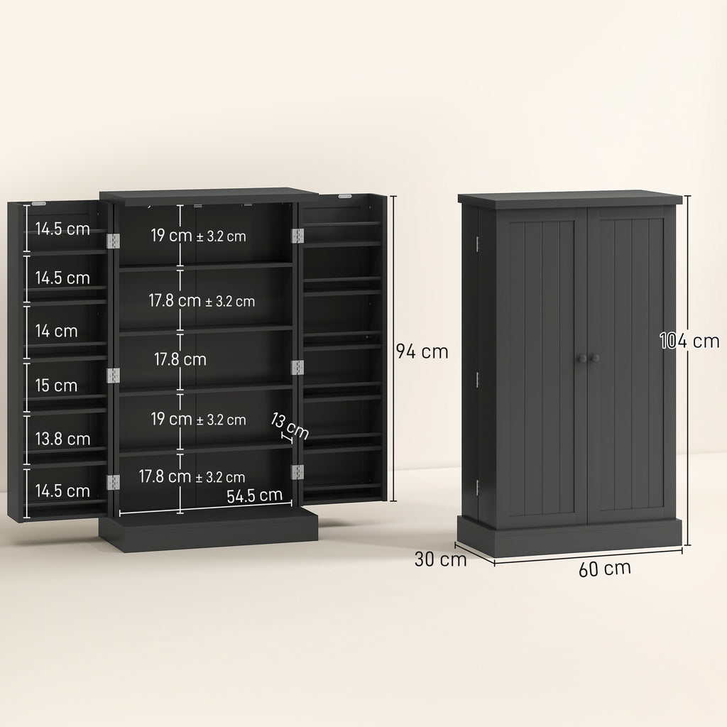 HOMCOM Freestanding Kitchen Pantry Cupboard with Adjustable Shelves & Door Racks - Black