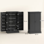 HOMCOM Freestanding Kitchen Pantry Cupboard with Adjustable Shelves & Door Racks - Black
