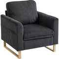 Accent Chair with Pocket Spring, Modern Industrial Armchair with Metal Legs for Livingroom Dark Grey