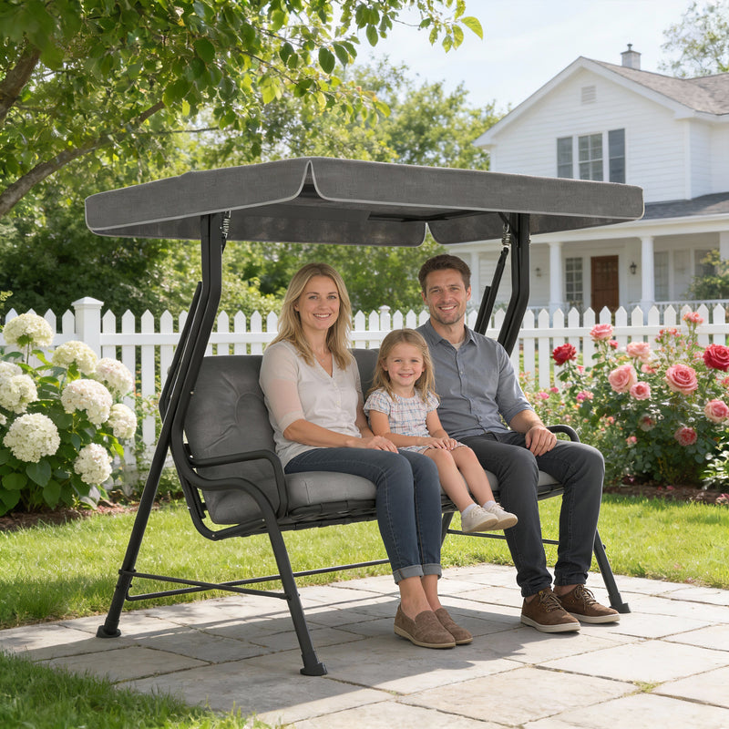 3-seater garden swing seat, light grey – image 3