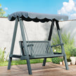 Outsunny 2 Seater Garden Swing Seat with Canopy, Wooden Swing Chair, Outdoor Hammock Bench for Balcony Patio Porch, Grey – view 10