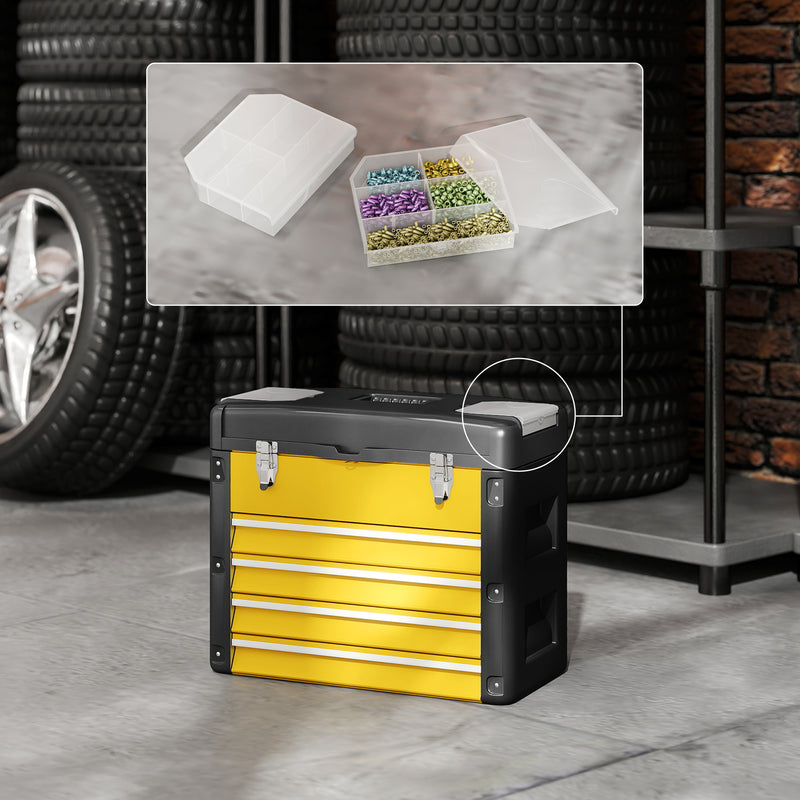4-Drawer Portable Tool Box with Top Tray & Parts Boxes – Yellow – image 8 of 9