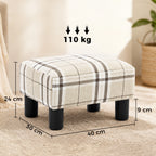 Linen Fabric Footstool Ottoman Cube with 4 Plastic Legs, Multi-colored