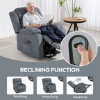 HOMCOM Power Lift Recliner Chair with Vibration Massage, Lift Chair for Elderly with Footrest, Remote, Side Pocket, Grey