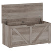 HOMCOM 127L Home Storage Box, with Safety Hinges - Grey Wood-Effect