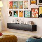 140cm Floating TV Stand, Wall Mount TV Unit with Cable Management Hole, Fits up to 72" TV, Black