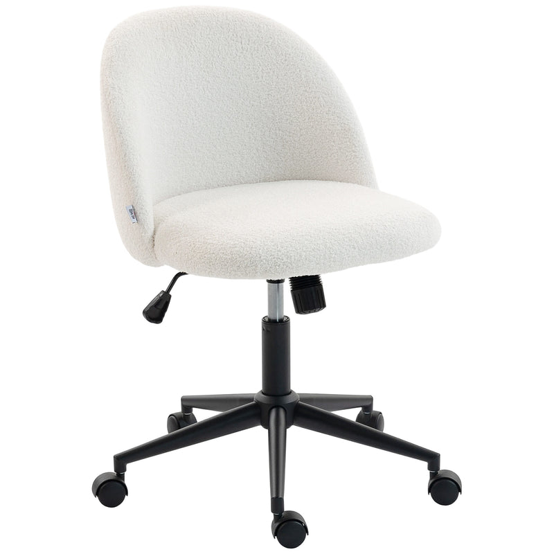 HOMCOM Teddy Fleece Office Chair with Wheels - Cream White – view 10