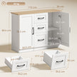 HOMCOM Sideboard Storage Cabinet, Modern 110 cm Buffet Storage Cabinet with 3 Drawers and 2 Soft Close Doors, White – view 3
