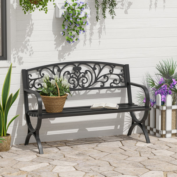 Heavy-duty steel garden bench – image 2
