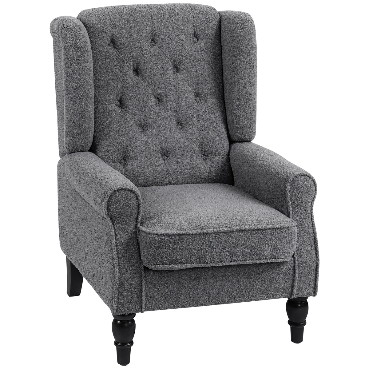 Teddy Fleece Tufted Wingback Accent Chair – Charcoal Grey