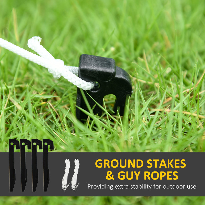 Ground stakes and tether ropes for securing the inflatable