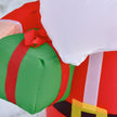 Illustrative Christmas scene with several inflatable decorations