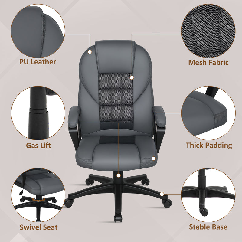 HOMCOM Faux Leather Office Chair - Charcoal Grey – view 5