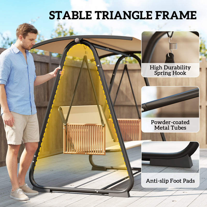 Outsunny 3 Seater Swing Chair with Adjustable Canopy, 360 kg Garden Swing Seat Outdoor Hammock Bench with Cushions – view 5