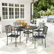 Outsunny Set of Four Minimal Metal Garden Chairs - Black – view 9