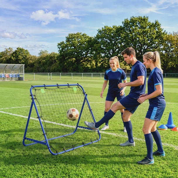 HOMCOM Adjustable Rebounder Net Kickback Target Goal for Teens Adults Training, Blue – view 2