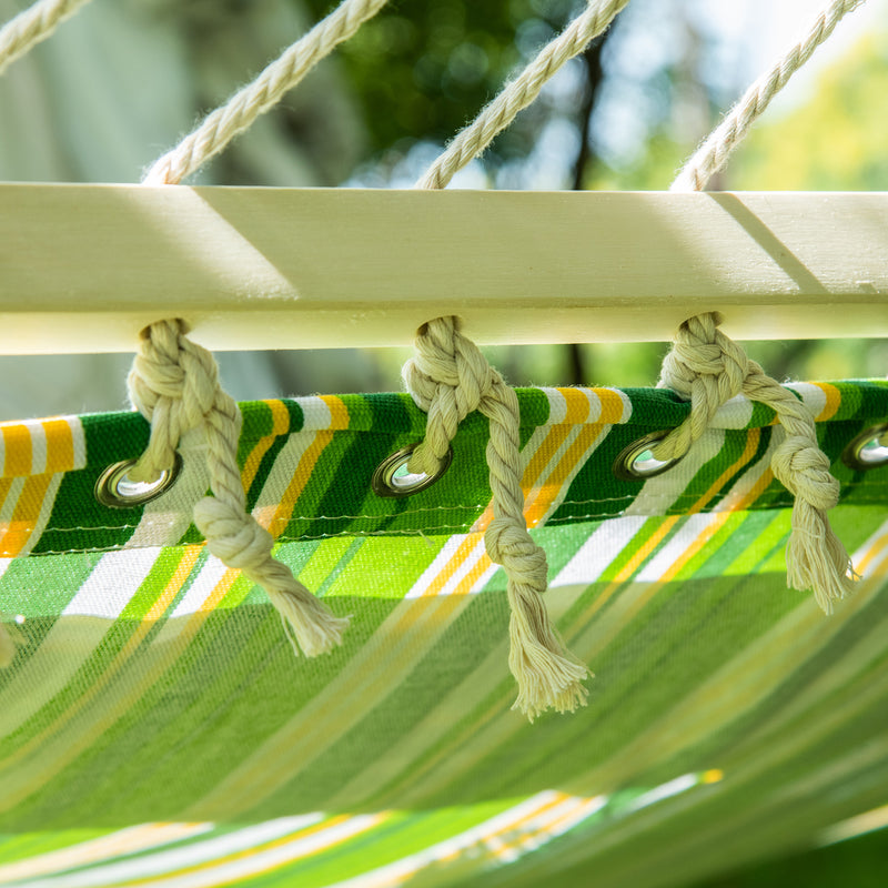 Outsunny Double Cotton Hammock Camping Swing Outdoor Garden Beach Stripe Hanging Bed with Pillow, 188 x 140 cm, 180 KG – view 8
