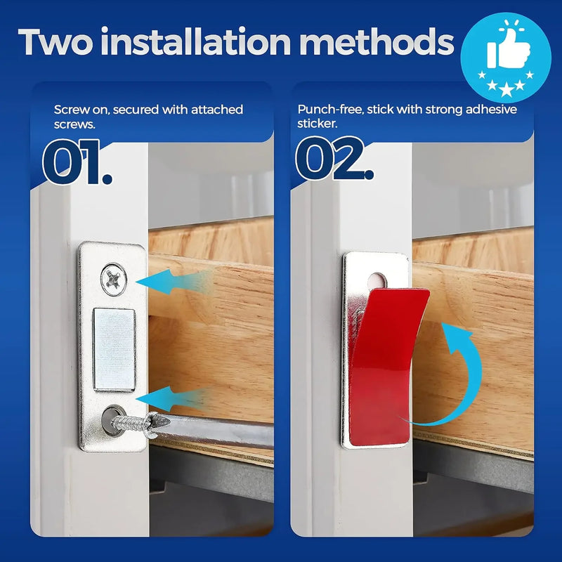 Magnetic Cabinet Catches Ultra Thin Door Strong Magnets Stopper Invisible Adhesive Drawer Magnet Lock for Kitchen Closet Closer