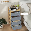 HOMCOM Chest of Drawers, 4 Fabric Drawers Narrow Dresser with Bamboo Frame, Light Grey – view 4