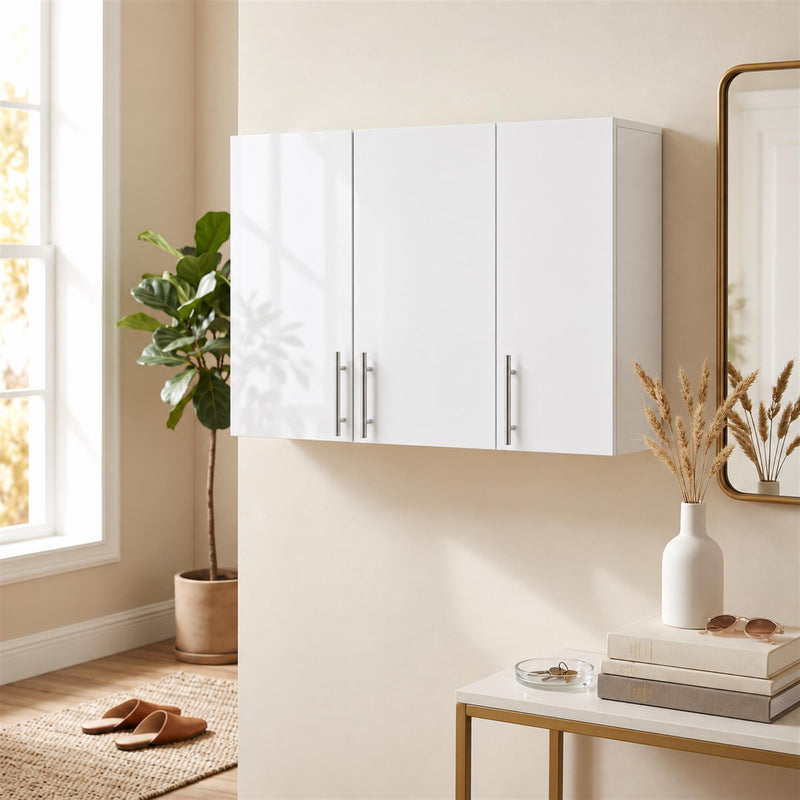 HOMCOM Bathroom Wall Cabinet, Wall-Mounted Bathroom Storage Cabinet with 3 Doors, Adjustable Shelf, High Gloss White – view 8