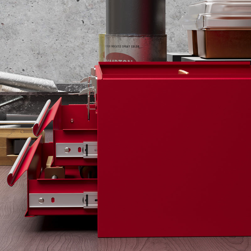 2-Drawer Metal Tool Box with Carry Handle – Red – image 8 of 9