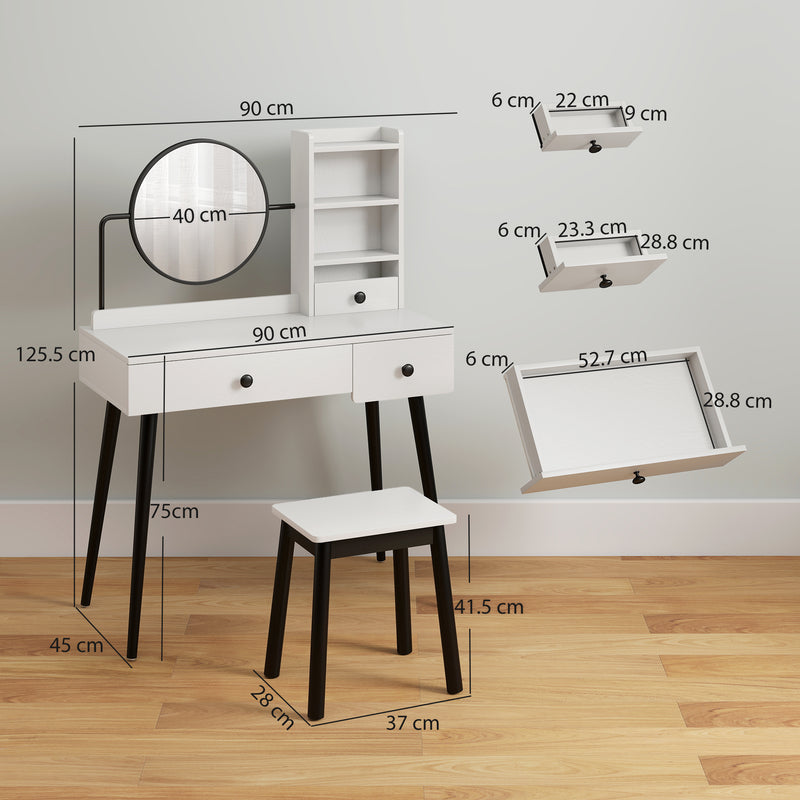 White dressing table with side shelves – image 3