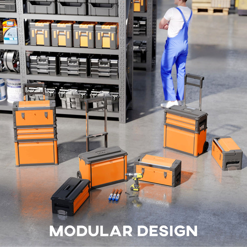 3-in-1 Stackable Rolling Tool Box System – Orange – image 4 of 9