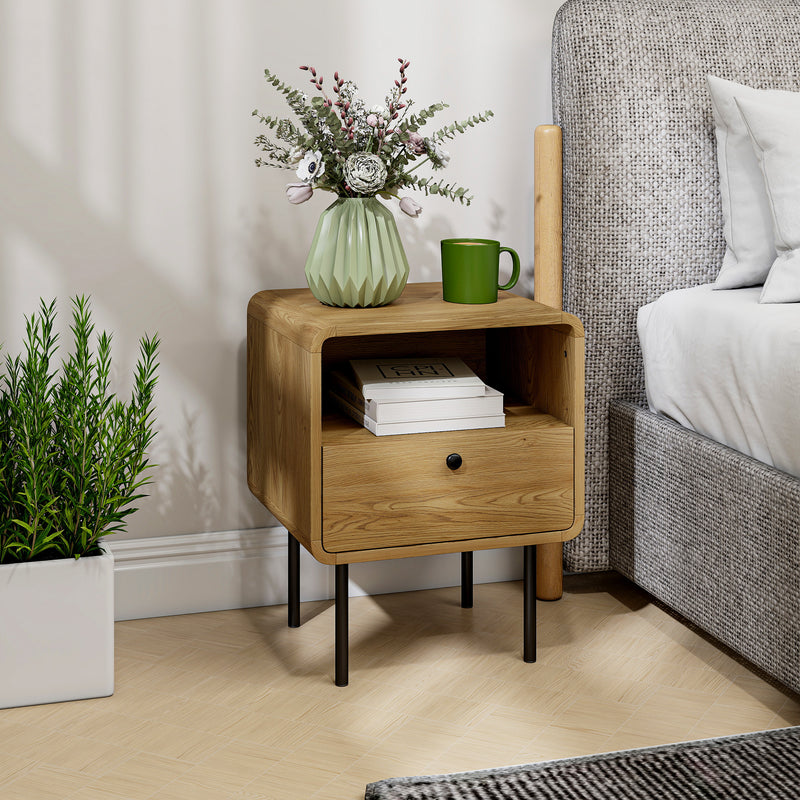 Bedside table with drawer and open shelf – image 2
