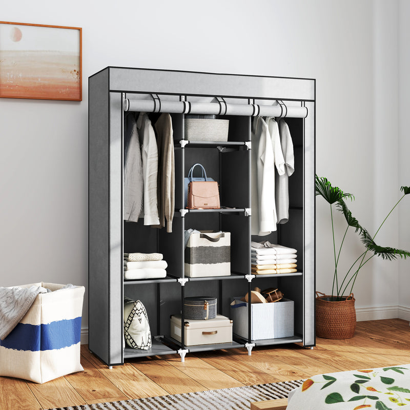 125 cm light grey fabric wardrobe – image 10