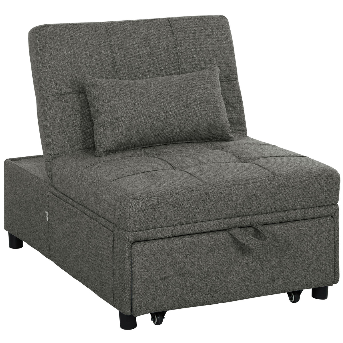 4-in-1 Single Chair Bed with 3-Position Back – Dark Grey
