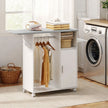 HOMCOM Rolling Ironing Board Cabinet, Foldable Ironing Station with Storage, Wheels for Home, Laundry Room, White – view 2