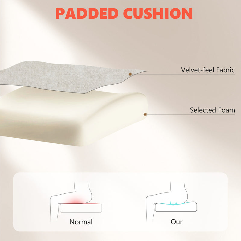 HOMCOM Office Chair with 6-point Vibration Massage and Heat, Fabric Desk Chair with Footrest, High Back, Cream White – view 6