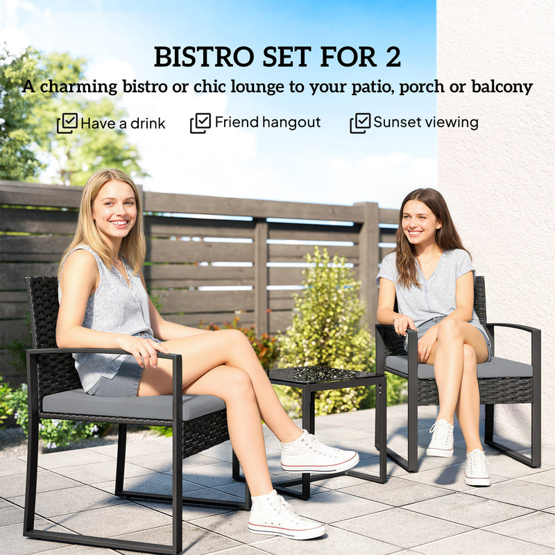 3-piece rattan bistro set – image 4