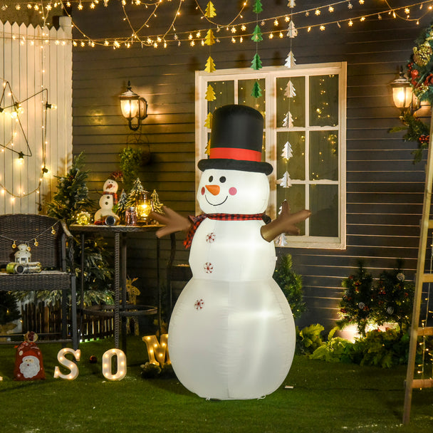 6ft Snowman Christmas Inflatable displayed outside a decorated home