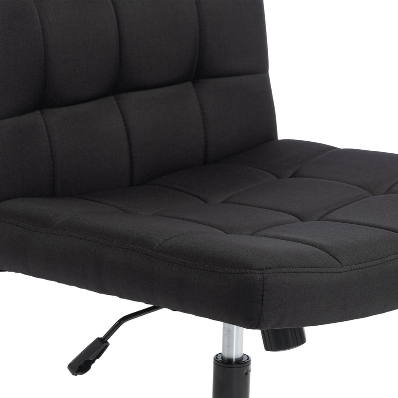 HOMCOM Armless Office Chair, Cross Legged Linen Computer Desk Vanity Chair with Wide Seat, Rocking Function, Black – view 10