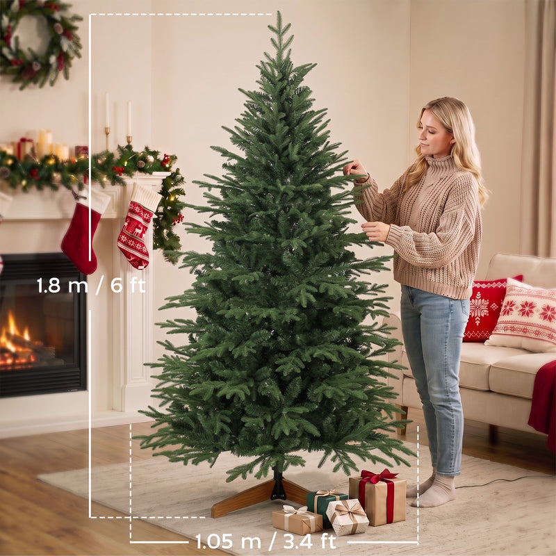 6ft Christmas tree with pine wood stand – image 3