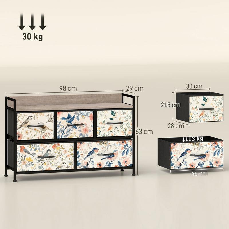 Wide 5-drawer fabric chest of drawers – image 3