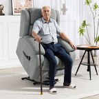 Power Lift Recliner Chair with Vibration Massage, Lift Chair for Elderly with Footrest, Remote, Side Pocket, Light Grey