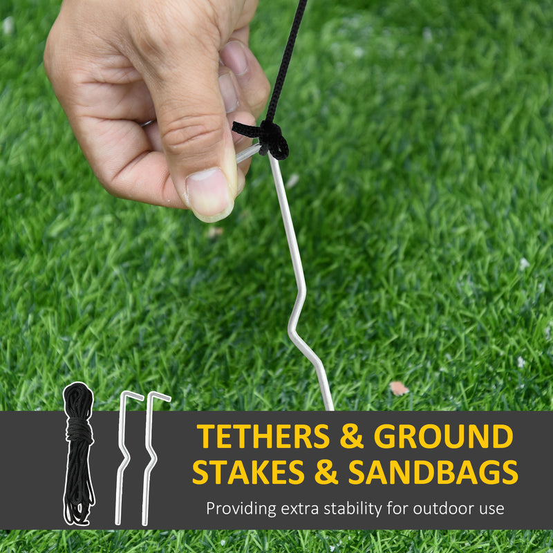 Ground stakes and tether ropes for securing the inflatable