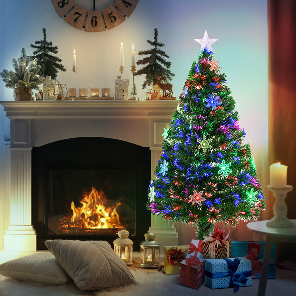 4ft fibre optic Christmas tree with LED snowflakes – image 2