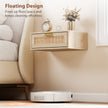 Rattan-drawer floating bedside tables in oak – image 5