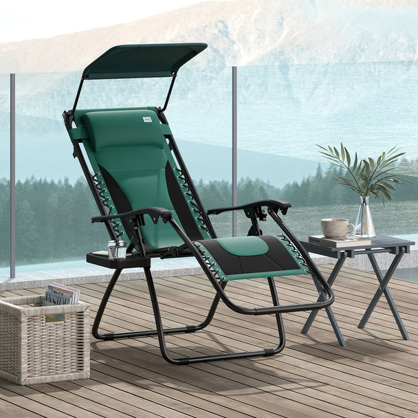 Green zero gravity chair with canopy – image 2