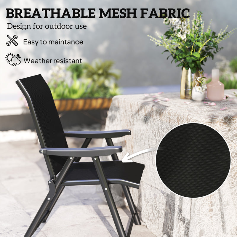 Folding mesh garden chairs, black – image 4