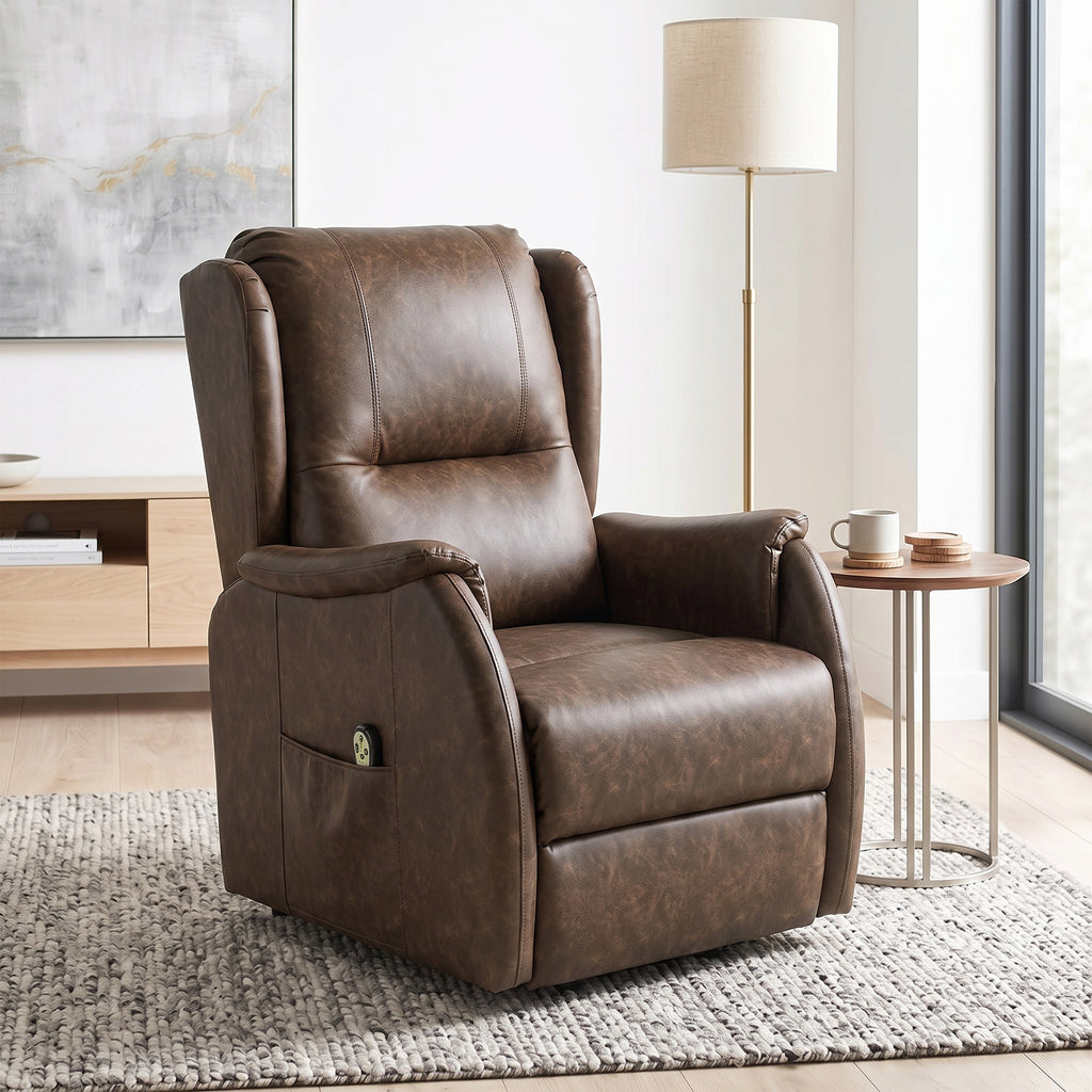 Power Lift Recliner Chair, Dual Motor Electric Lift Chair for Elderly with Remote Control, Brown