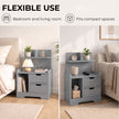 HOMCOM Bedside Table, Small Bedside Cabinet with 2 Drawers and Storage Shelves, Modern Nightstand for Bedroom, Grey – view 4