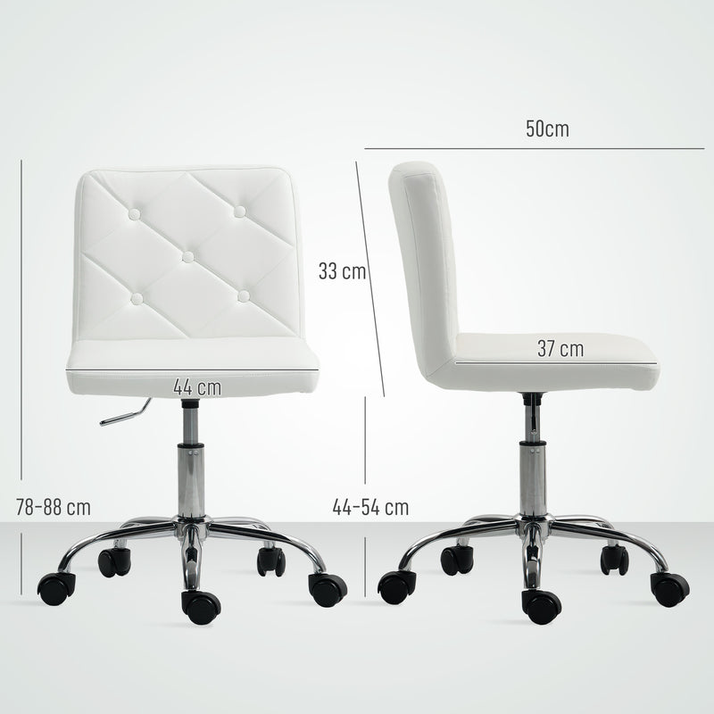 HOMCOM PU Leather Armless Office Chair, Modern Vanity Computer Swivel Chair with Rolling Wheels and Adjustable Height – view 3